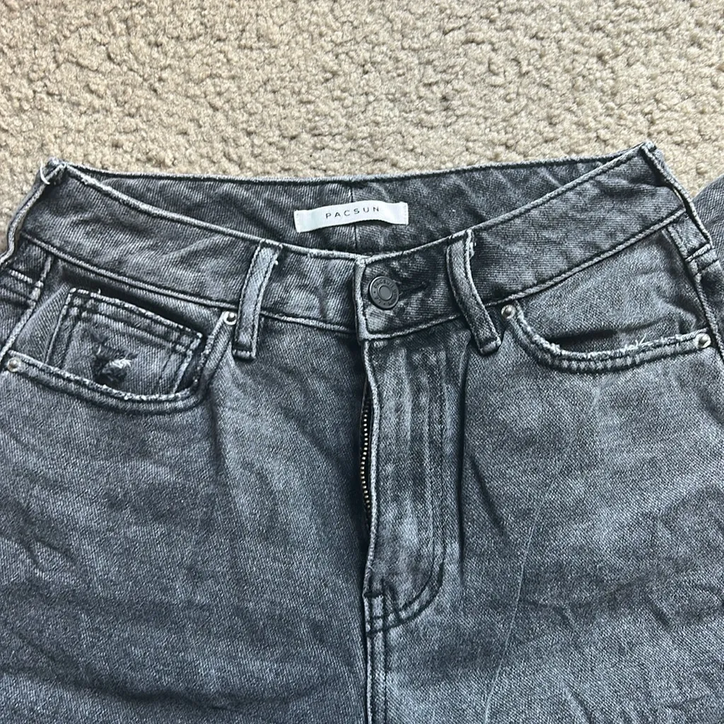 PacSun Charcoal Distressed Mom Jeans - Image 3