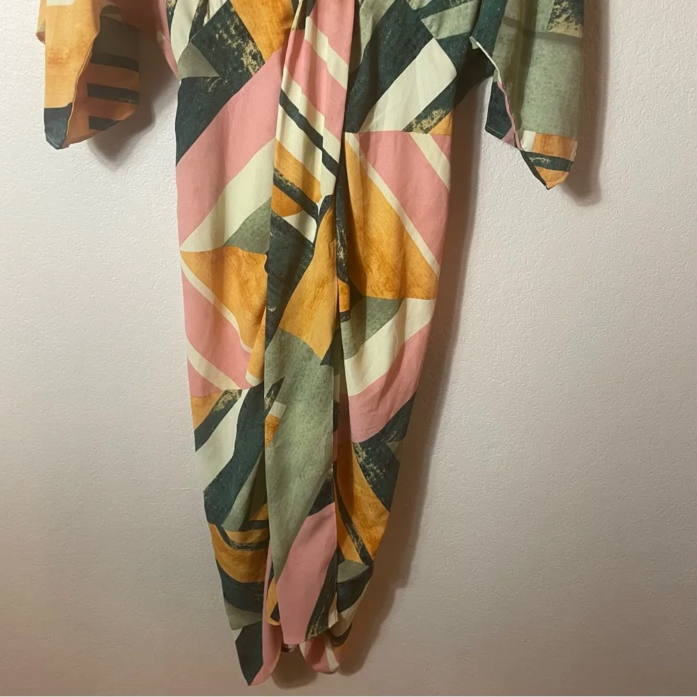 Entro Vintage Resort Abstract Midi Dress Size M Vacation‎ Cruise Tropical - Image 5