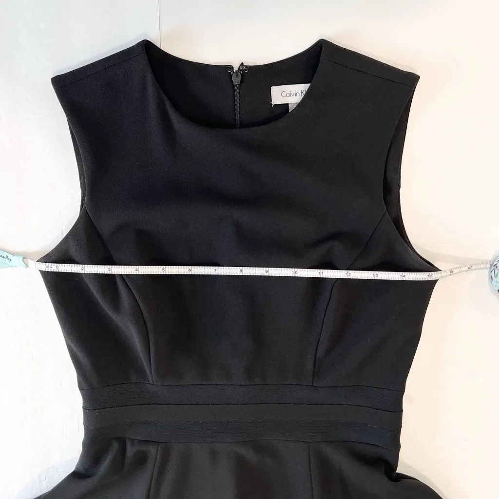 Calvin Klein Black Mesh Illusion Hem Fit Flare Stretch Sleeveless‎ Dress Size 2 - Image 9