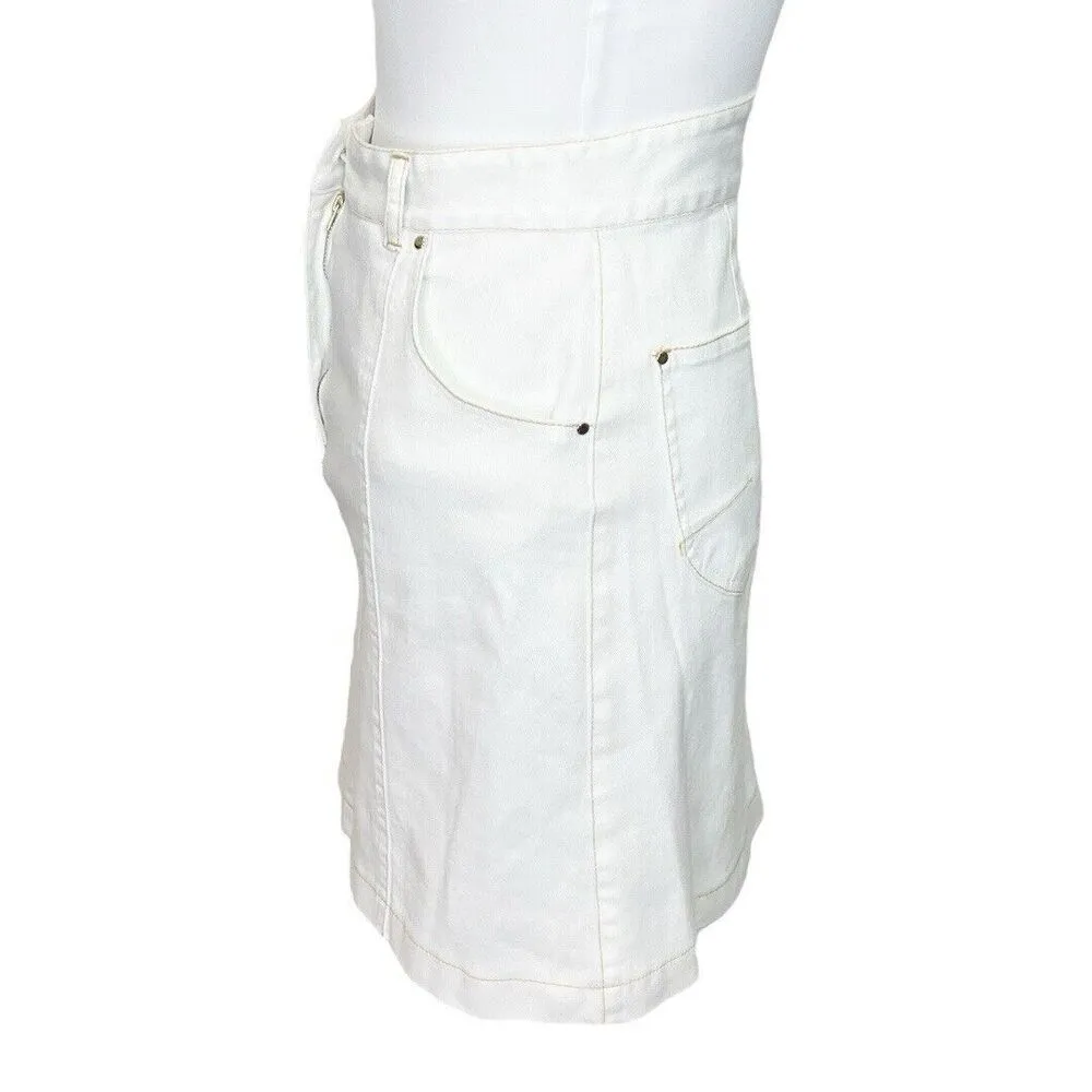 Sabina Musayev McKenna Mini Skirt High Rise Denim White Women’s Size S - Image 4