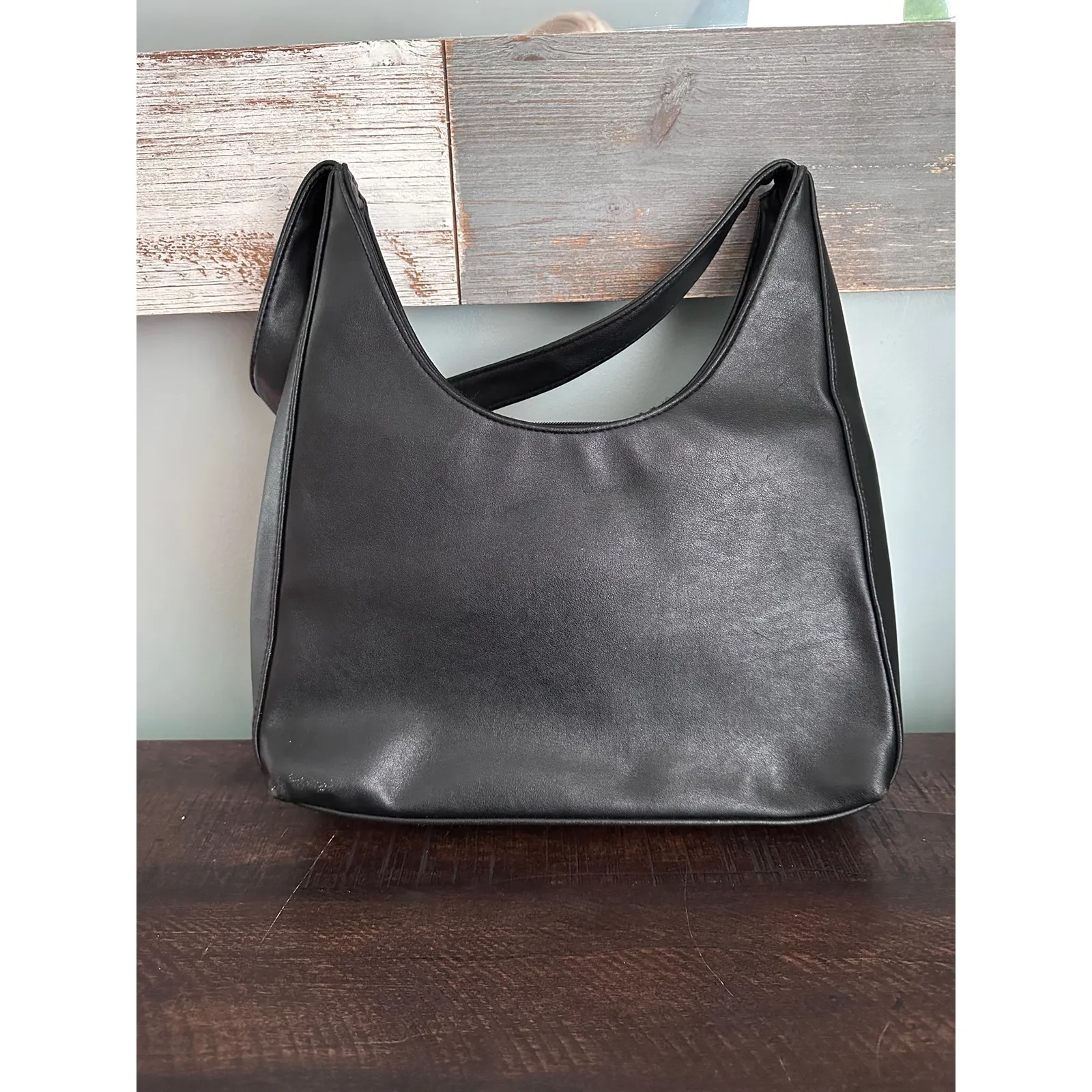 Bueno Vintage Black Leather Patchwork Hand Purse - Image 3