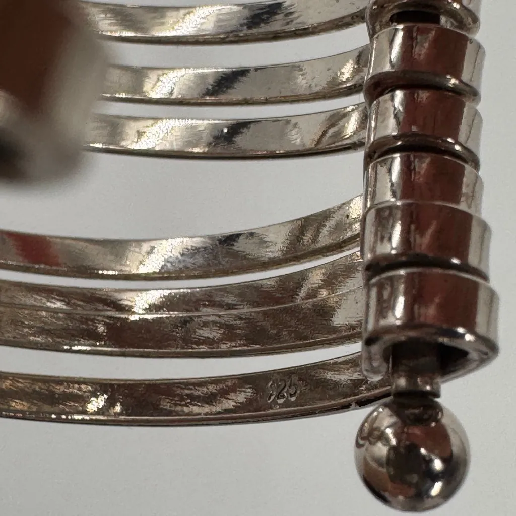 Sterling Silver Multi Strand Wave Bangle Bracelet Stamped 925 Vintage Estate - Image 12