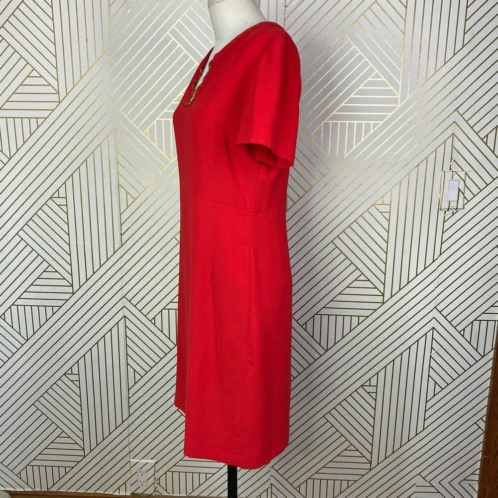 Gerard Darel Red Gold Grommet Neck Short Sleeve Sheath Dress Size‎ US 6 - Image 7