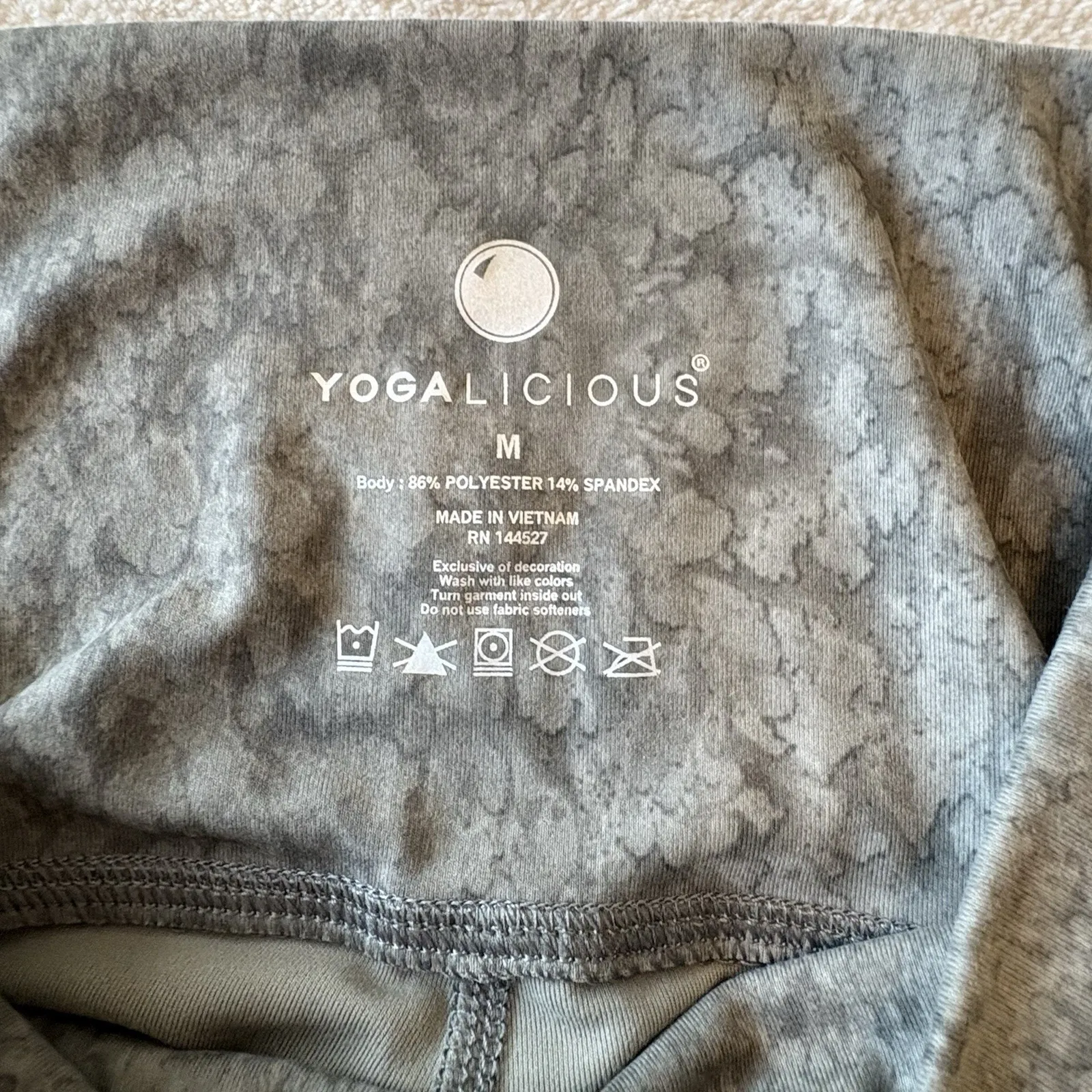 YogaLicious Womens High Waist Leggings Ankle Length Water Droplet Sage M‎ - Image 6