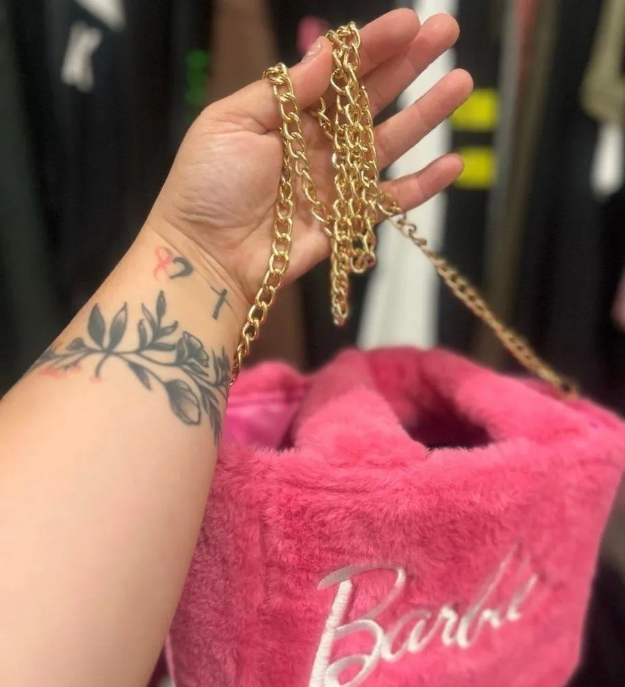 Barbie Pink Faux Fur Tote Bag - Image 3