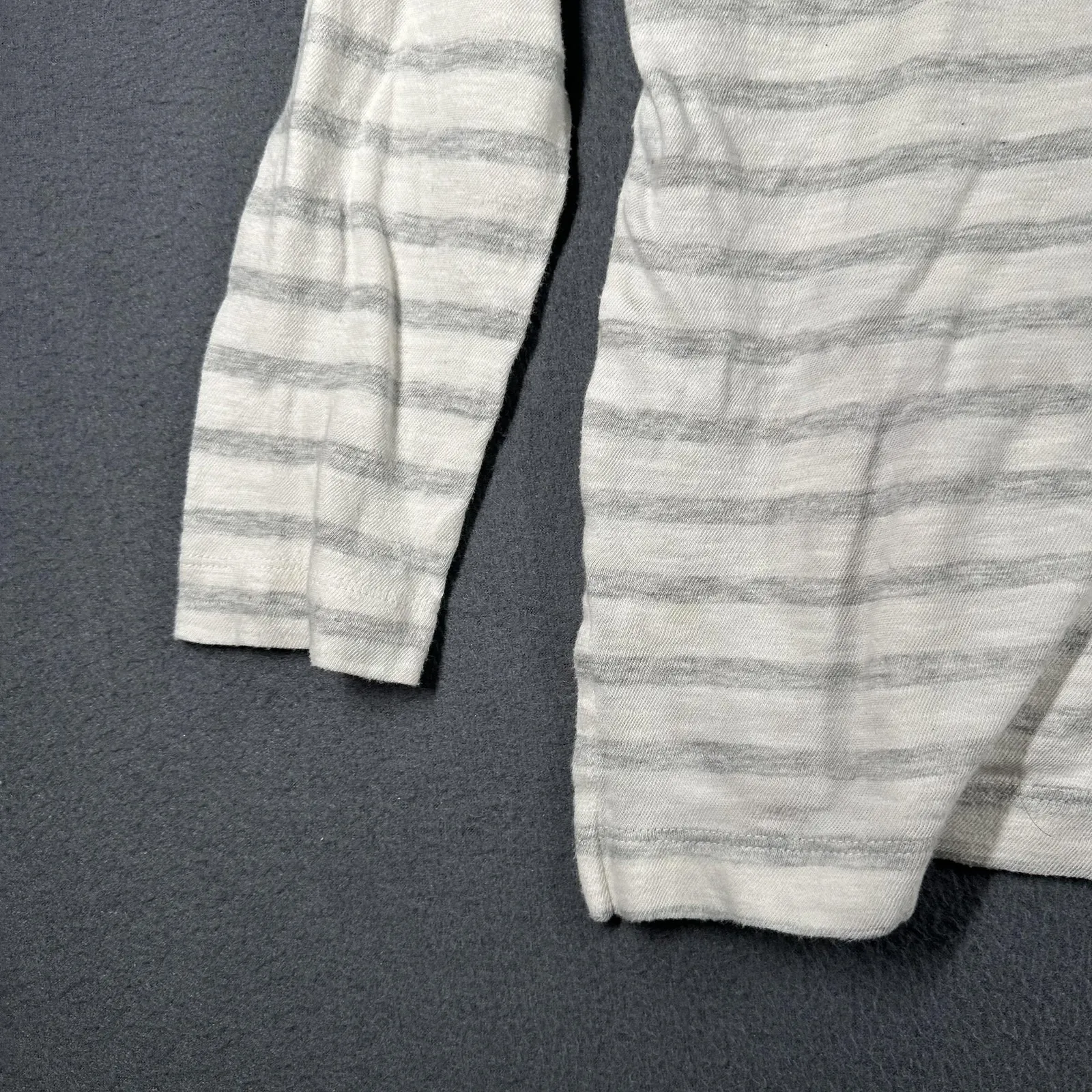 LOFT Shirt Womens XL White Gray Striped Long Sleeve Boat Neck Casual Top Tee - Image 3