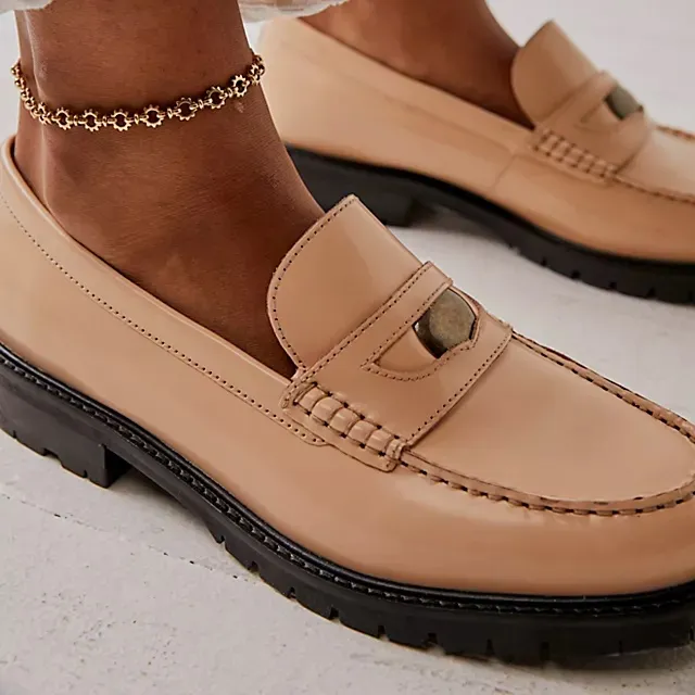 Free People Liv Camel Penny Leather Loafer Shoe - Image 4