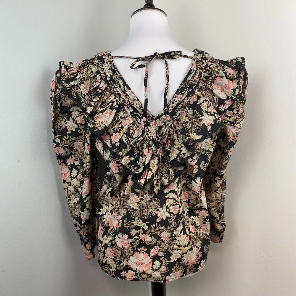 ST. ROCHE Hatfield Top in Floral Belladonna Print Organic Cotton Size 6 $285 Black - Image 7