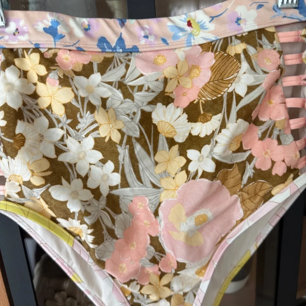 Zimmermann Pop Button High Waisted Bikini Bottoms floral patchwork print swim - Image 9