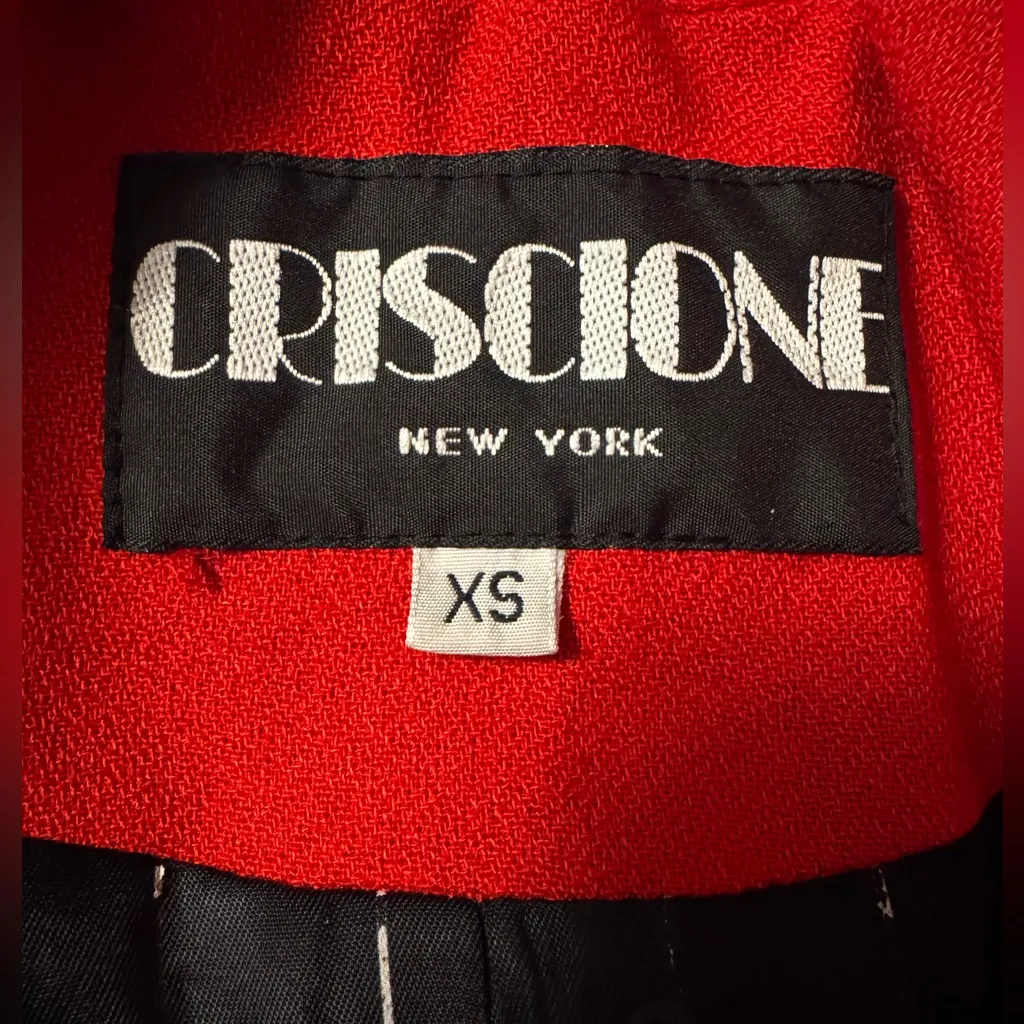 Vintage Red Rhinestone Blazer XS 80s Power Suit‎ Statement Jacket - Image 3