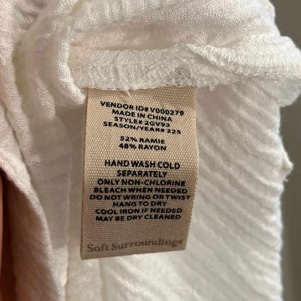 Soft Surroundings White Crinkle Wide Sleeve‎ Top Size 3X - Image 5