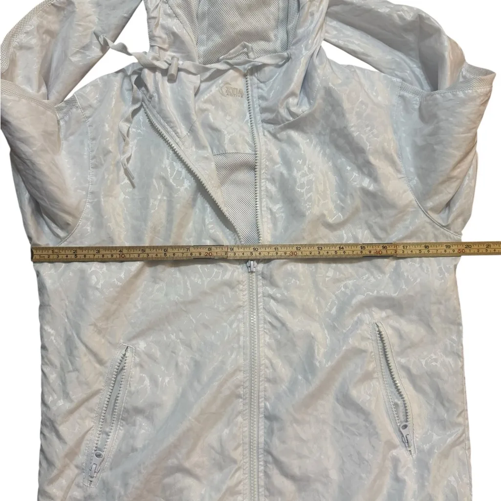 Zyia Leopard Animal Print Full Zip Windbreaker Bomber Jacket in White Size Small - Image 7