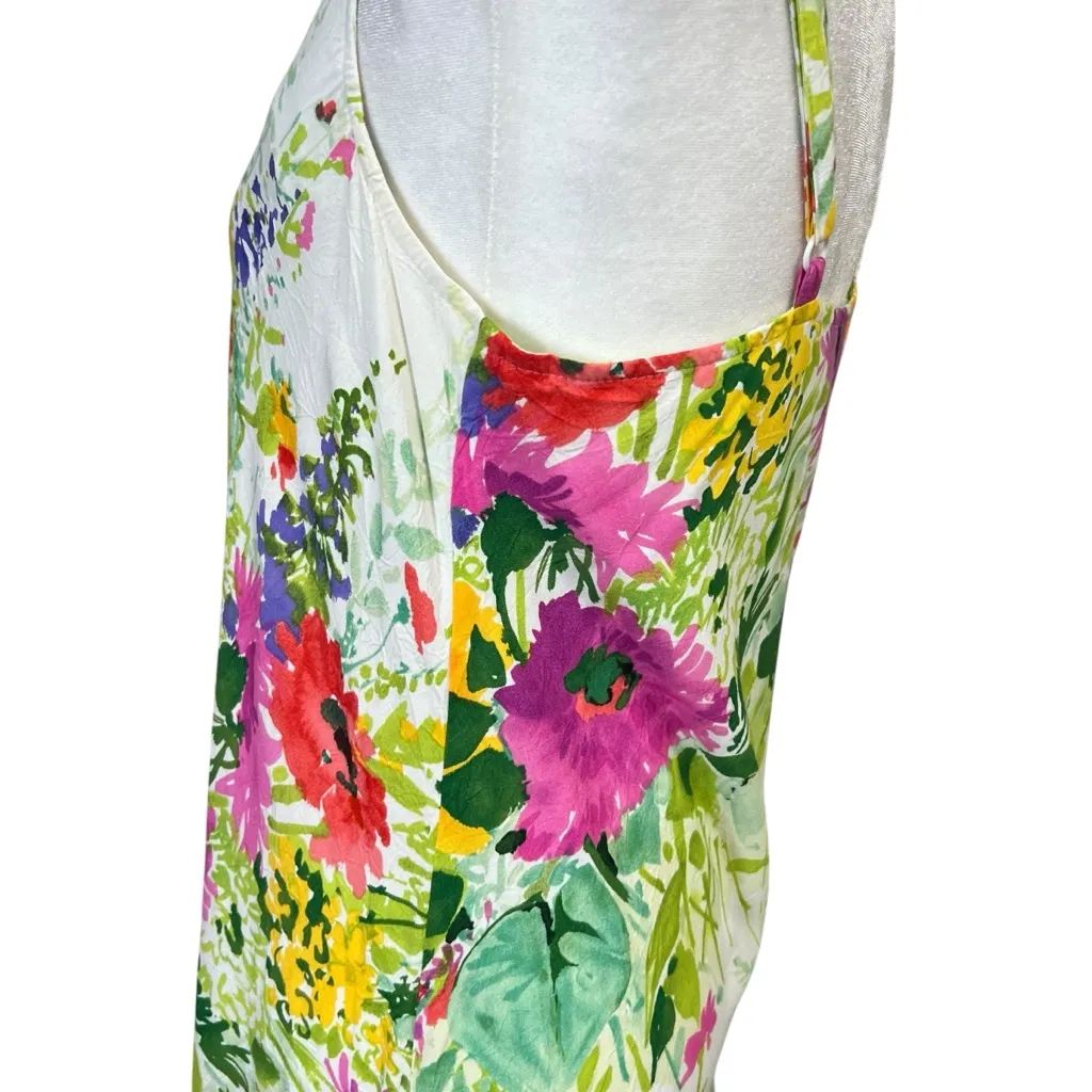 JAMS WORLD Cottage Bouquet Floral Asymmetrical Resort Midi Dress Sz XS Hawaii - Image 5