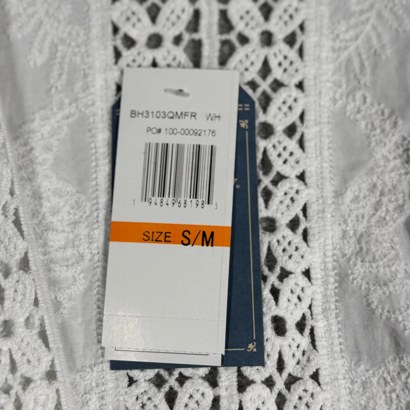 Democracy Crochet Kimono Womens S/M White Lace Open Front Boho Festival Cardigan - Image 8