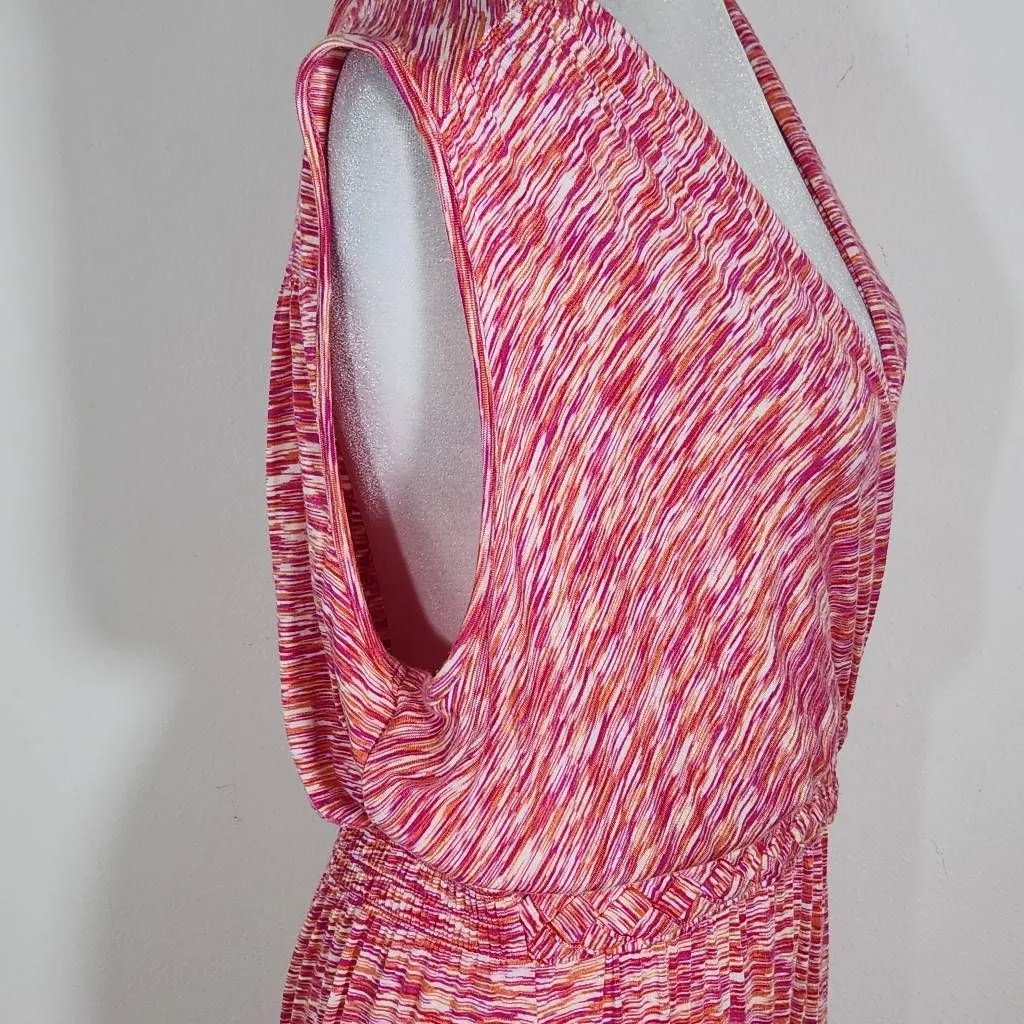 Spense Pink Sleeveless Maxi Dress Size Large Pink and Orange Space Dye Dress - Image 7