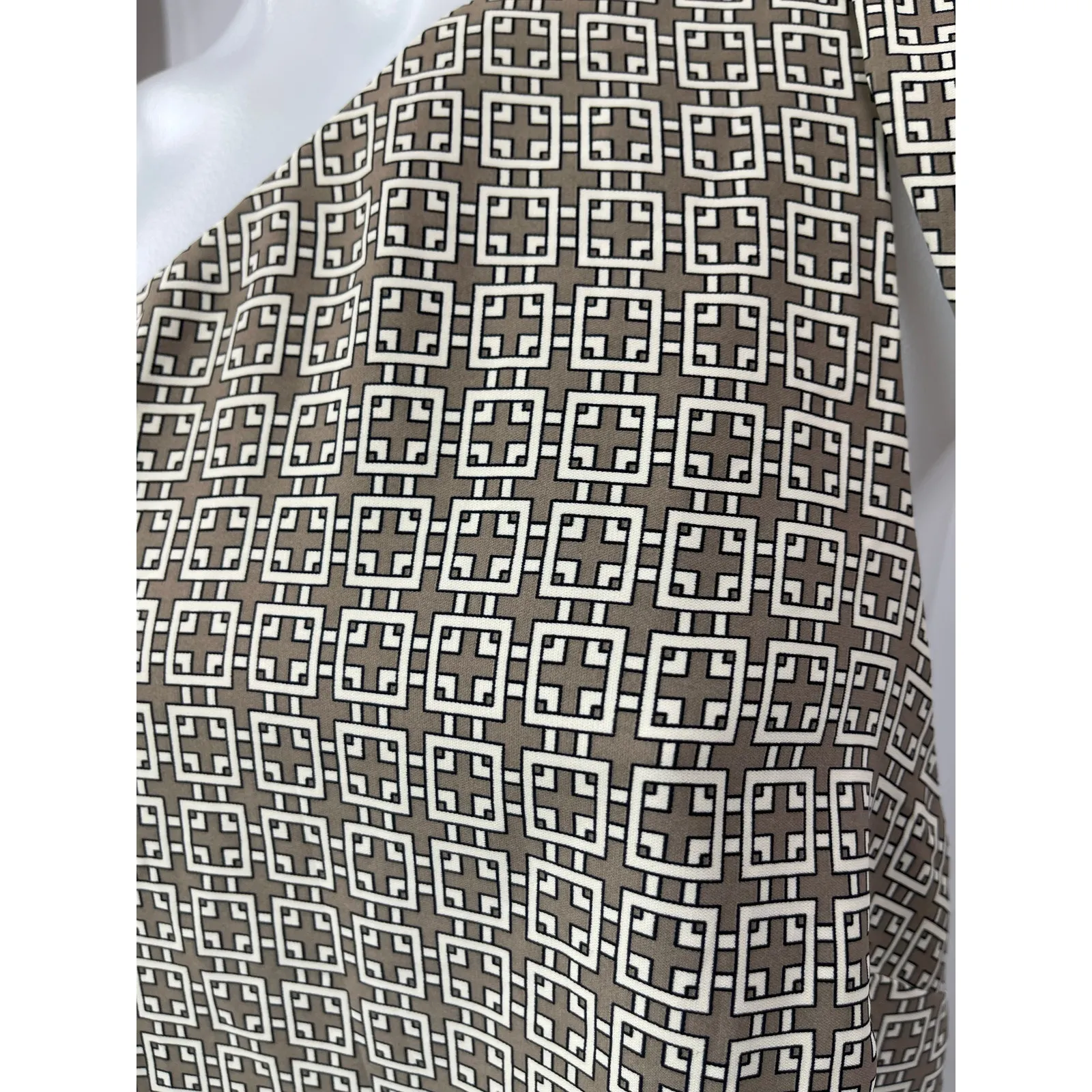 Abercrombie & Fitch Beige Geometric Sleeveless One Shoulder Scarf Tank Top Sz L - Image 3