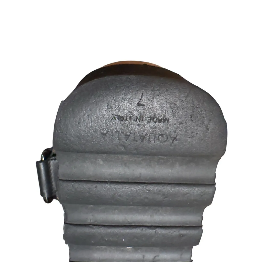 Aquatalia Black Leather Platform Wedge Sandals Size 7 Made in Italy Elevated Fit - Image 5