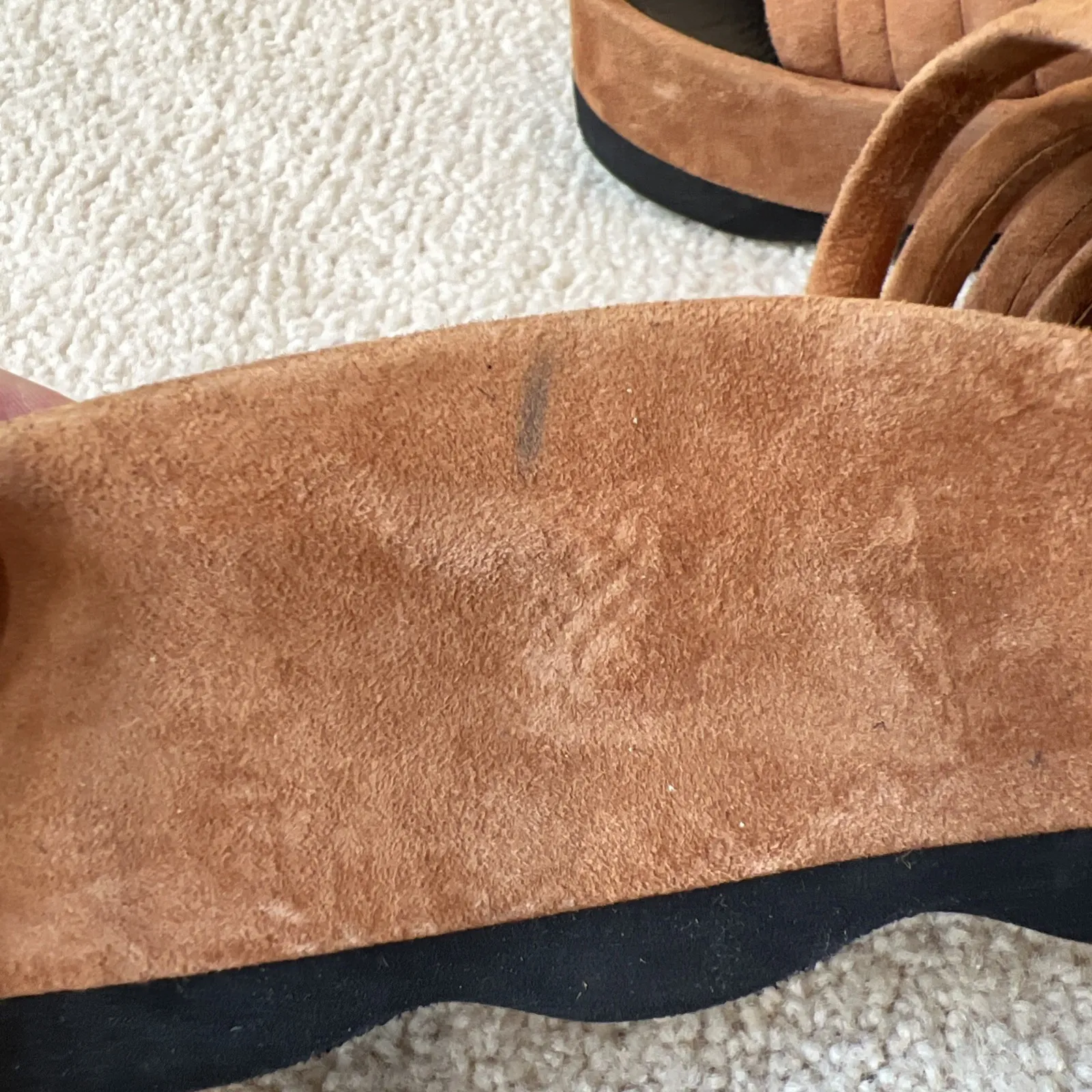 Free People‎ Womens Brown Wedge Slide Platform Sandals Size 38 US 7.5 Suede Boho - Image 6