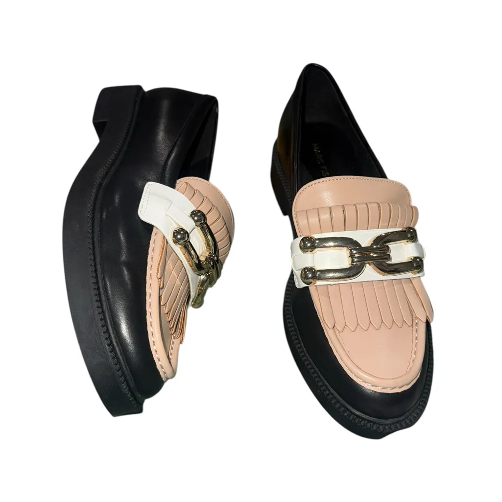 NEW Marc Fisher Calisto Loafer Color Black Upper/Beige Vamp Tassel Chain Detail - Image 9