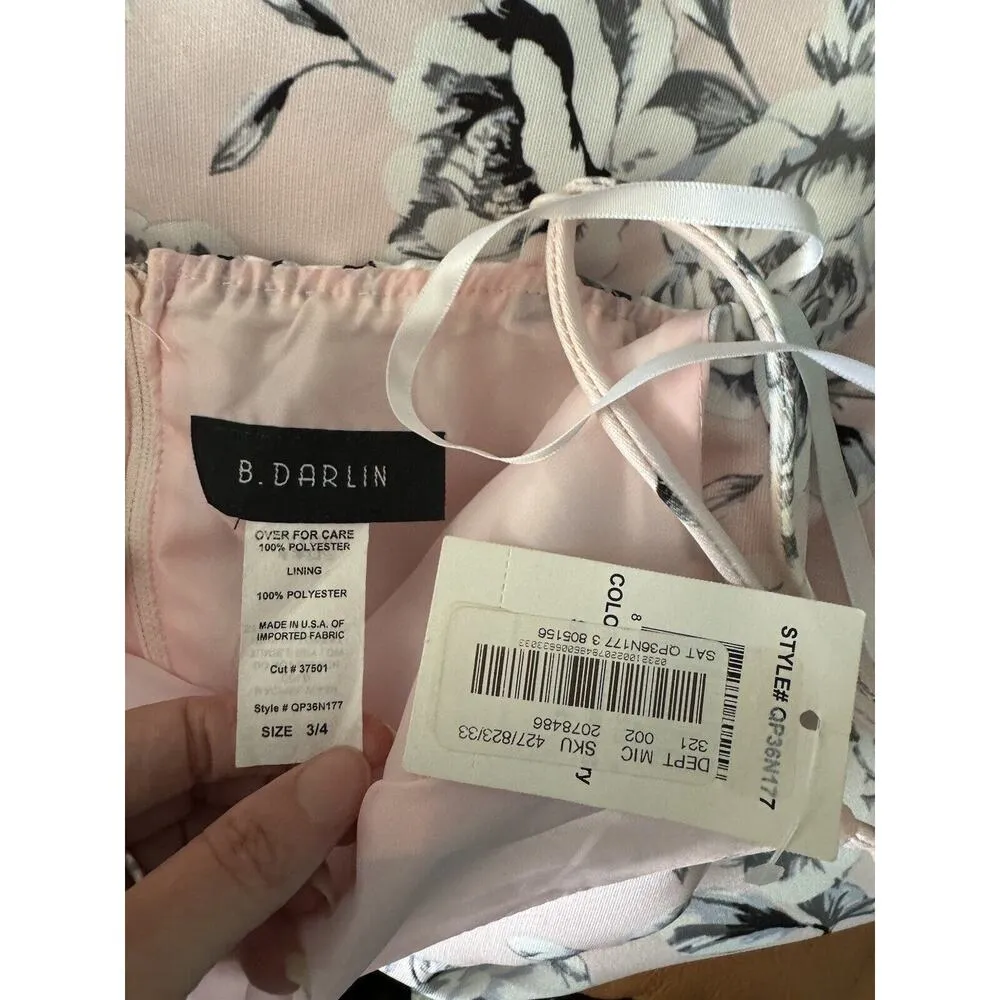 NWT B. Darlin Pink Floral Fit & Flare Puff Skirt 50s Housewife Dress Size 4 - Image 8