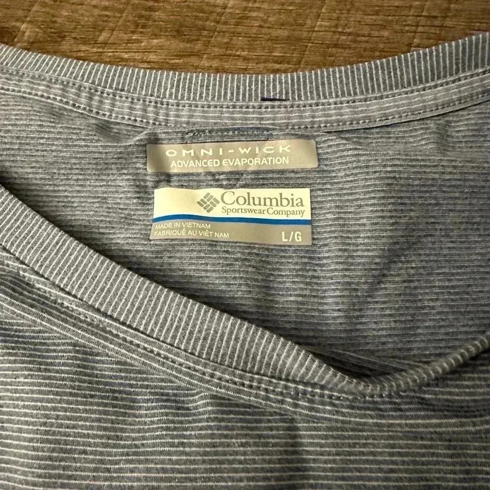 Columbia Women Large Gray Striped Shirt Outdoor Long Sleeve Round Neck - Image 4