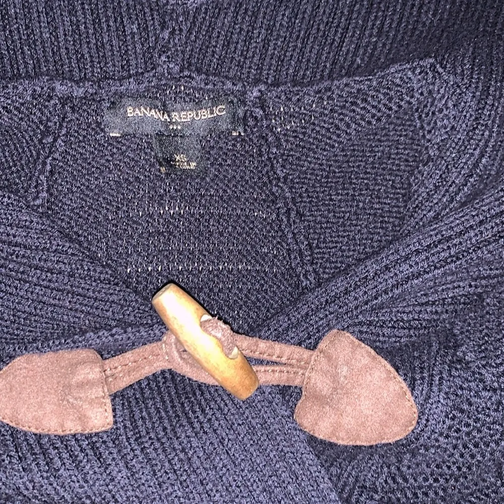 Banana Republic Size XS Navy Hooded Poncho Sweater - Image 11