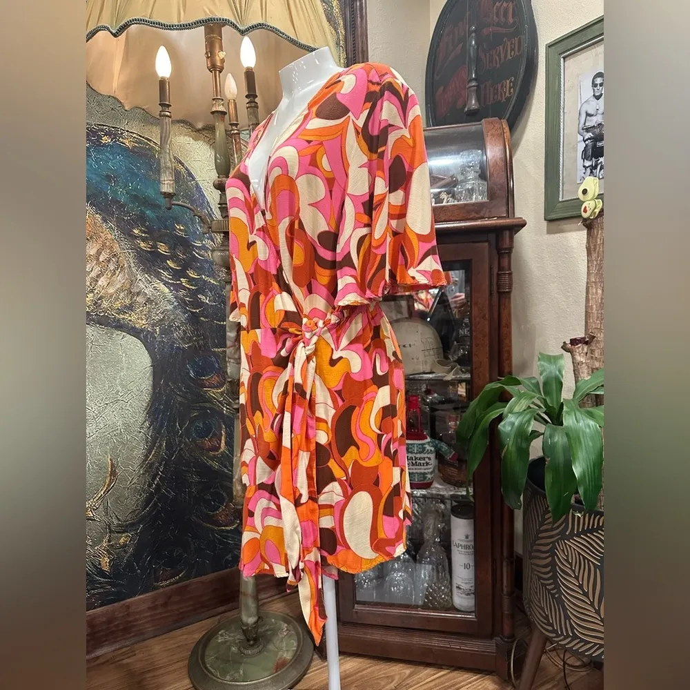 Ava & Viv Multicolor Tropical Tie Wrap Romper - Image 2