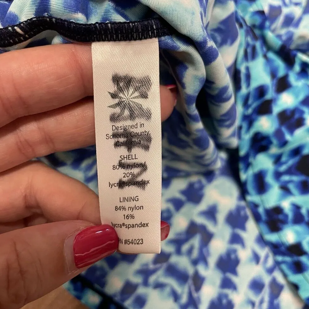 Athleta Tara Halter Tankini Top Blue Tie Dye Size 32D/DD Small Swim Suit Modest - Image 8