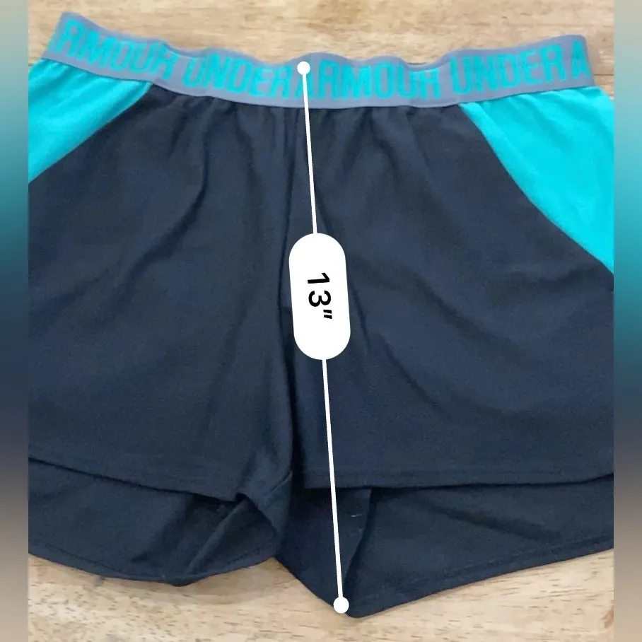 Under Armour Women’s‎ Sz L? Black/Tropical Tide Play Up 2.0 Shorts - Image 6
