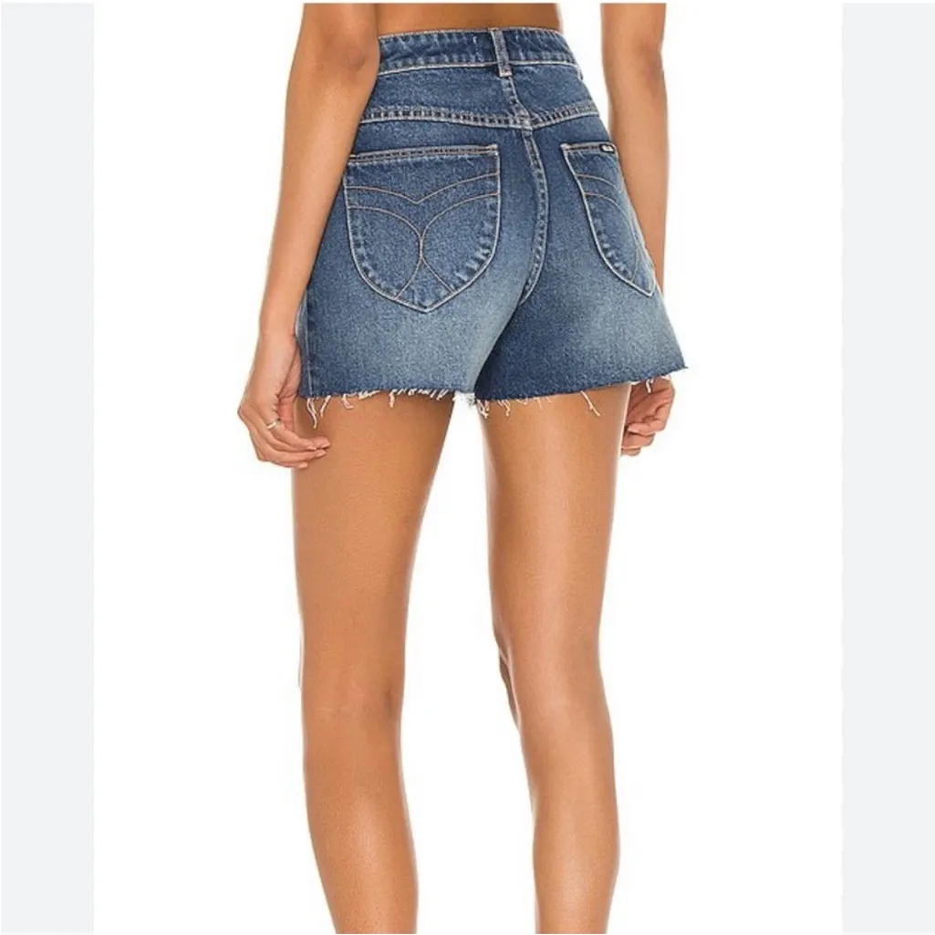 Rolla’s Original Short High Rise Cut Off Medium Juliet Wash Blue Denim Shorts Size 24 - Image 3