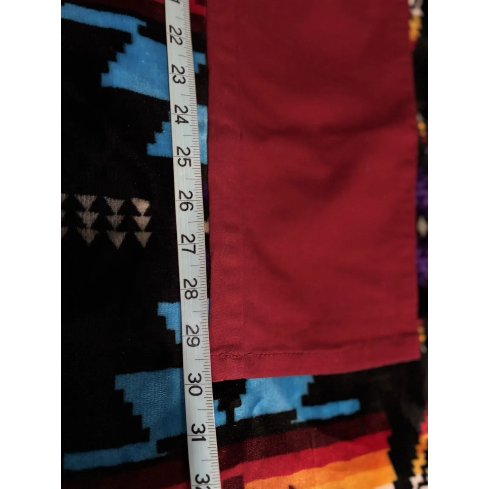 Royal Bones Color Block Red/Black Zip Mid Rise Denim Jeans Size 7 Logo EUC - Image 7