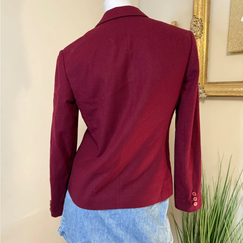Pendleton VTG Blazer Sz 4 Maroon Virgin Wool Made in USA - Image 3