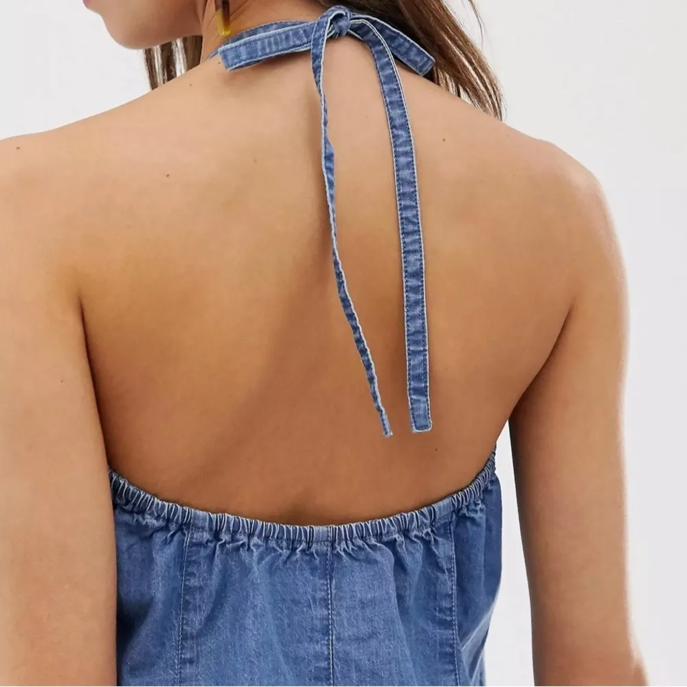 ASOS denim halter mini dress, size UK 18 (US14). - Image 4