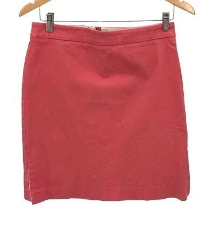 Kenar Womens Back Zip Side Slit Flat Front Stretch Pencil Skirt Coral Size 8 - Image 1