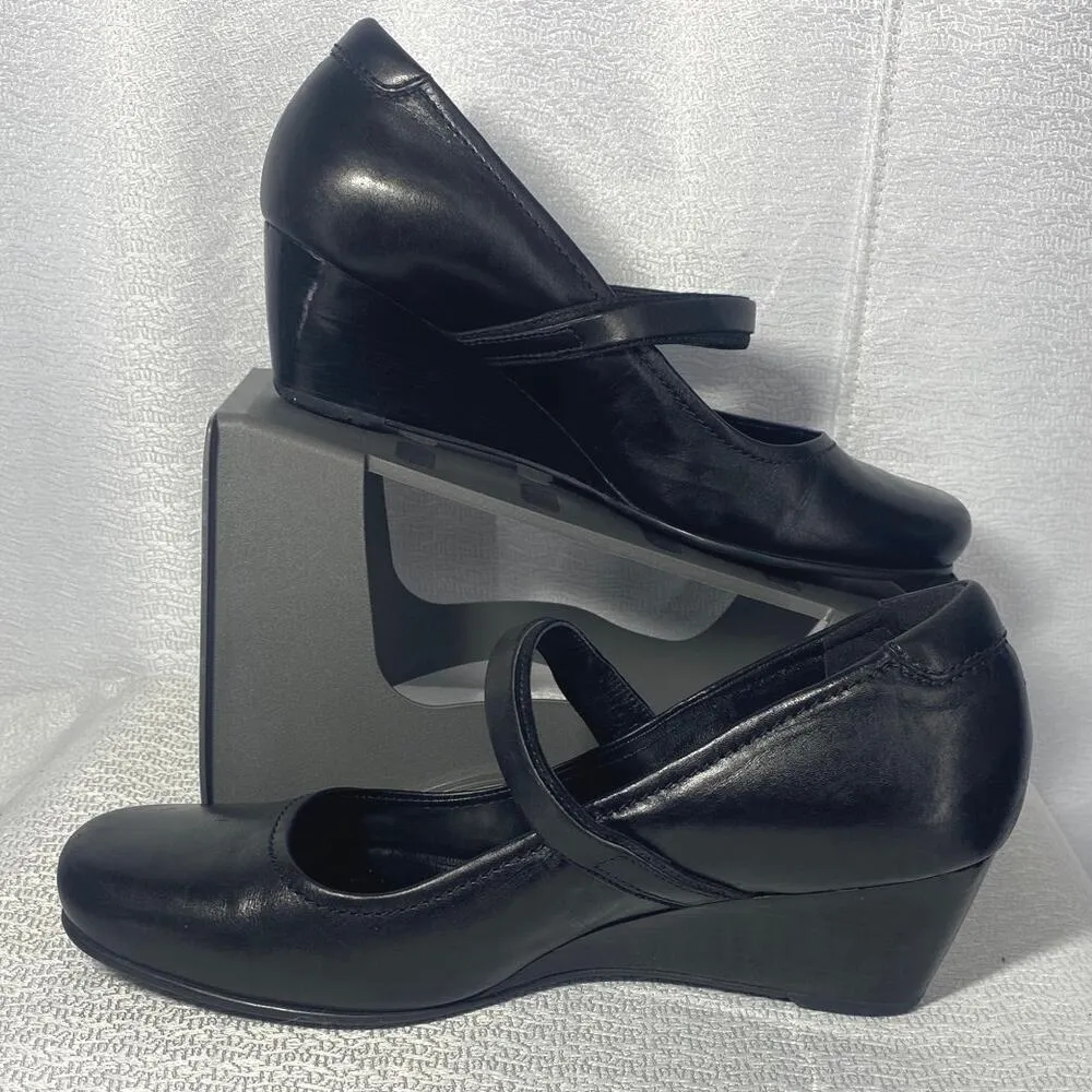 Ecco Black Mary Jane Wedge Shoes women sz 39 / US 8.5 - Image 2