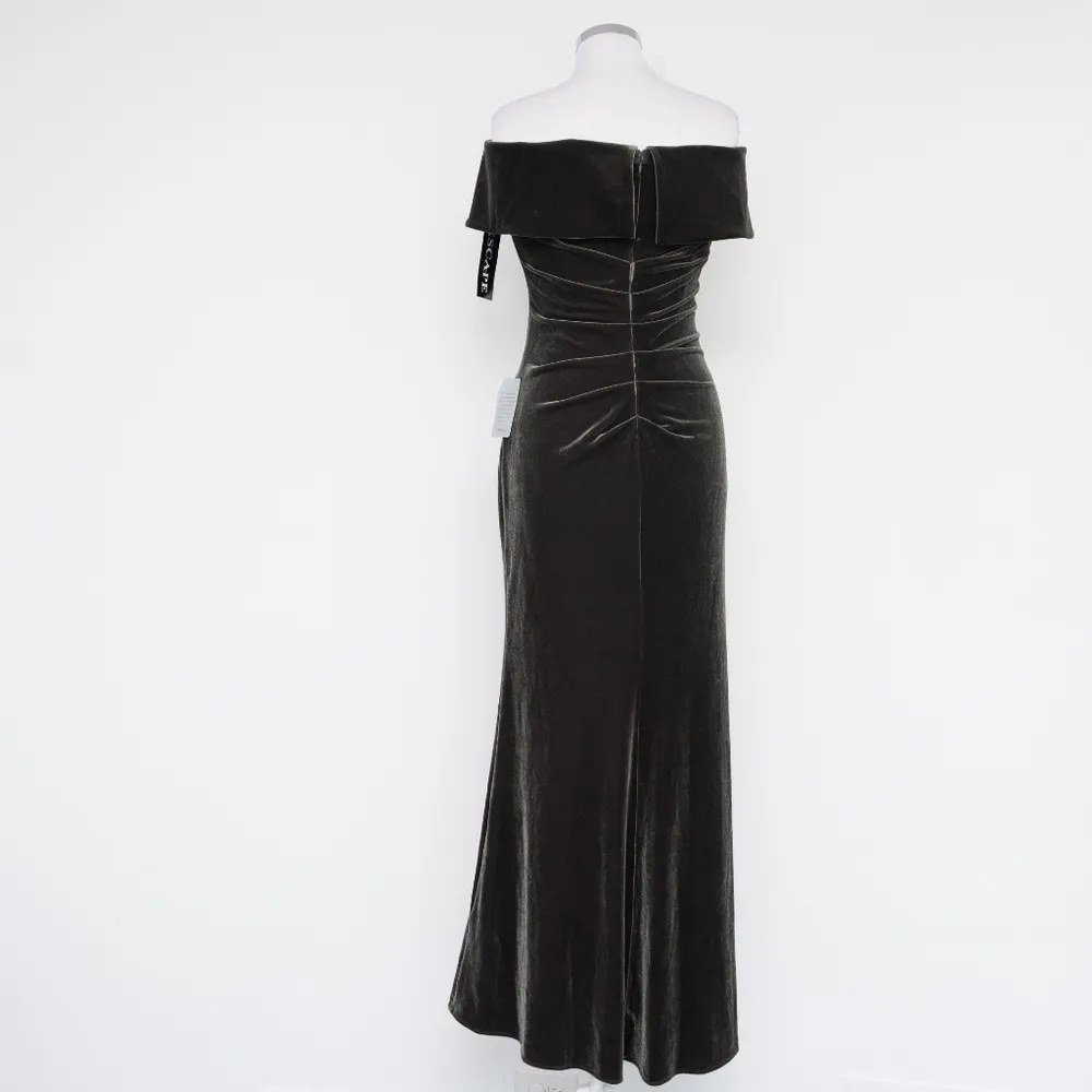 Xscape Green Velvet Off Shoulder Gown - Image 3