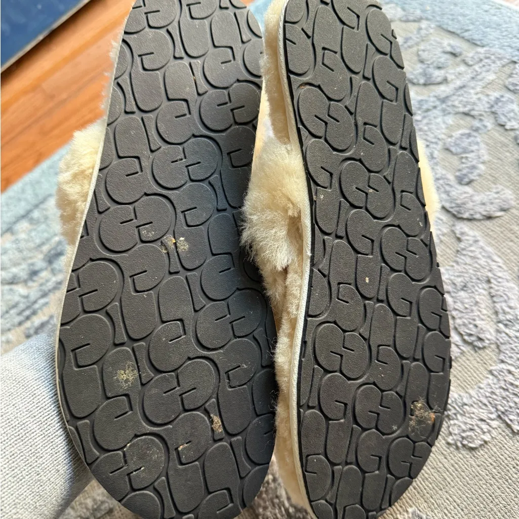 UGG  Cream Fuzzy Slippers - Image 4