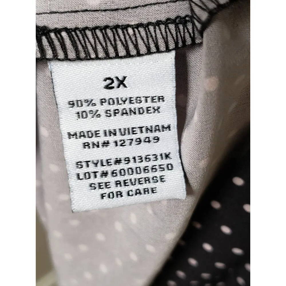 Emma & Michele Women's Black Polka Dot V-Neck Sleeveless Knee Length Dress 2X - Image 9