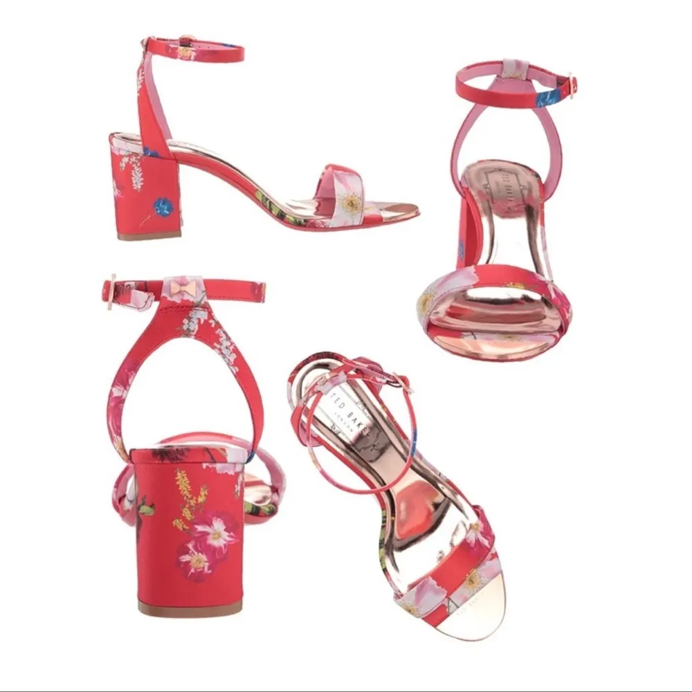 Ted Baker Rozie Satin Floral Print Heeled Sandals Size 40 - Image 2