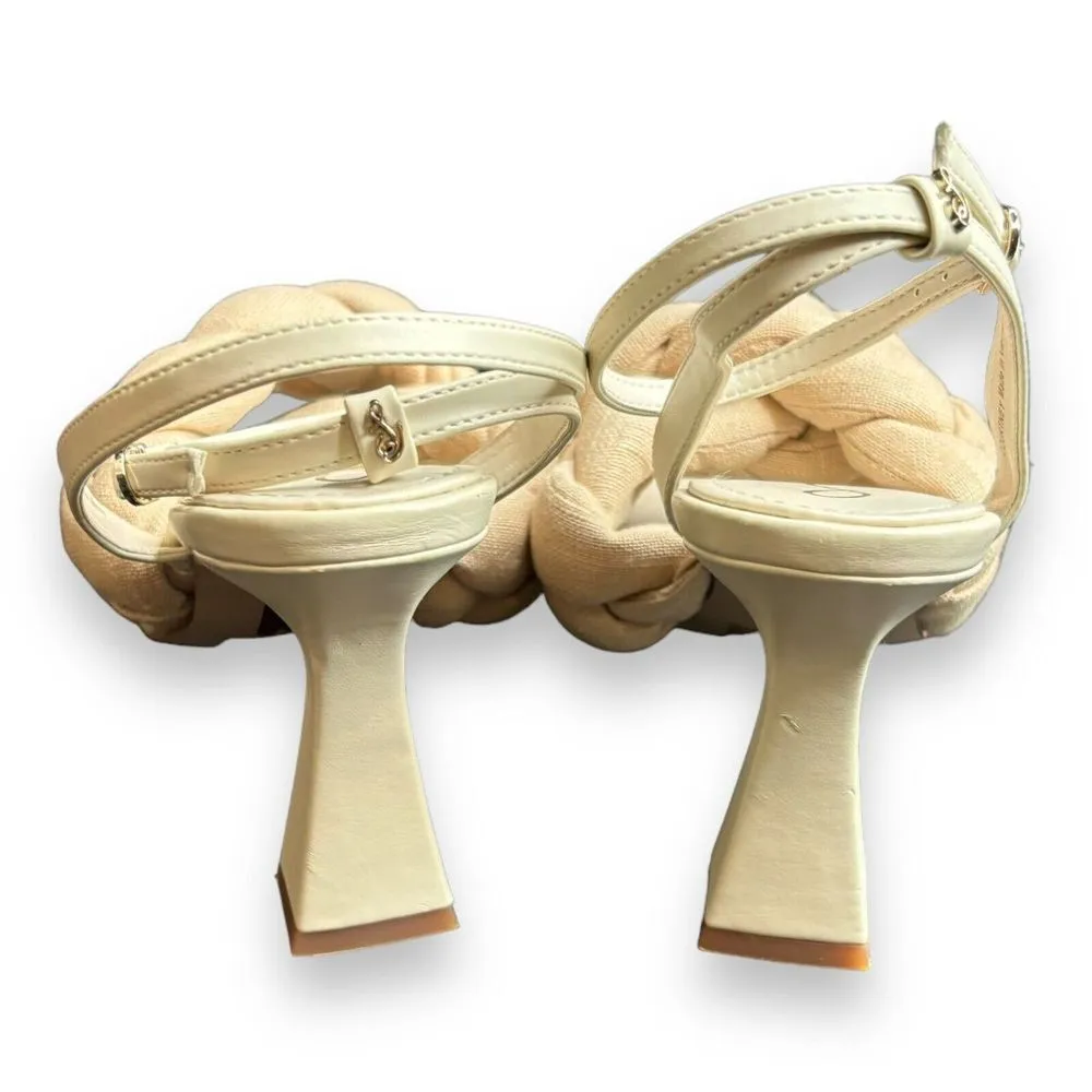 Sam Edelman Courtney Fabric Braided Sandal Sz 7.5 Natural Cream Braid Square Toe - Image 3