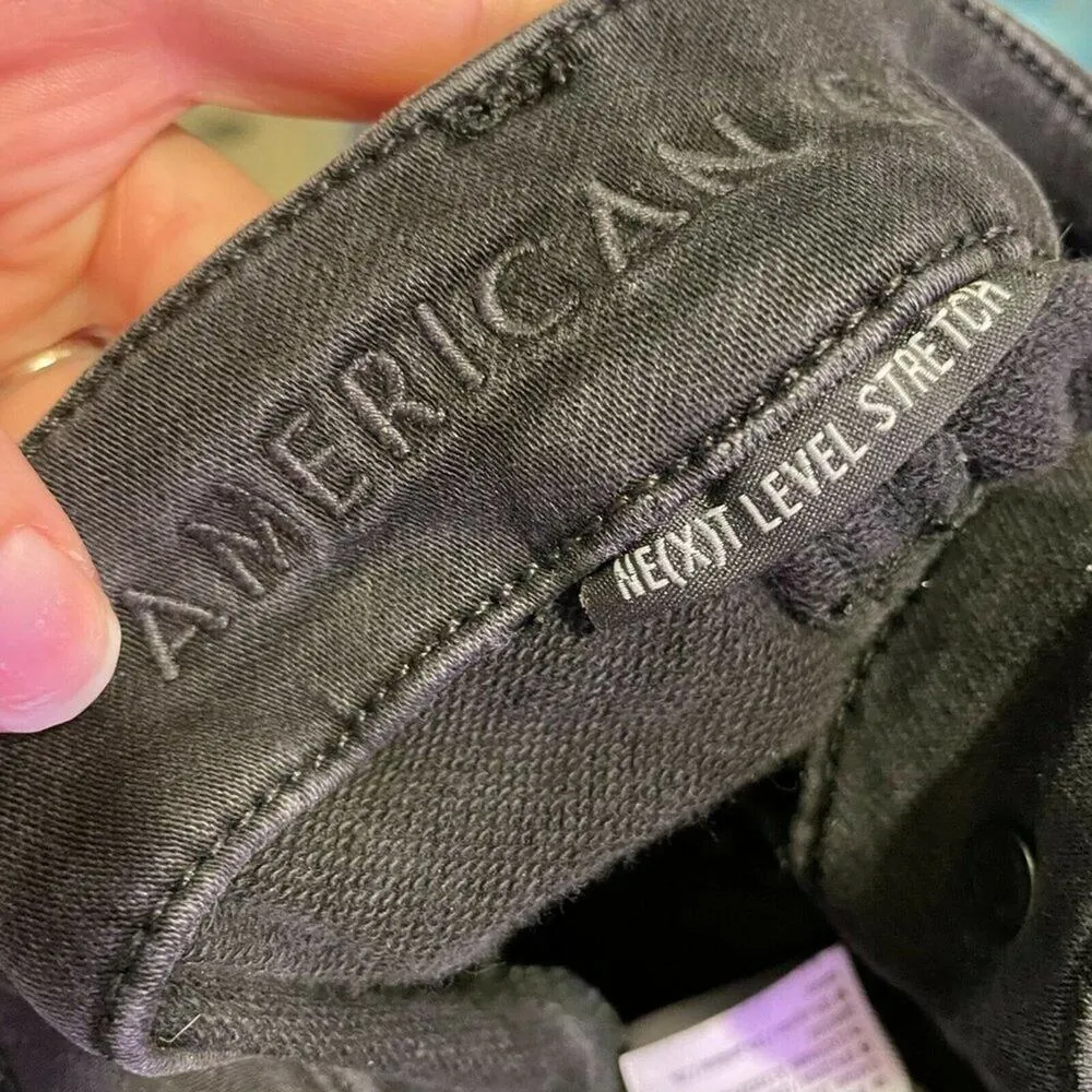 American Eagle Black Denim Ultra High Rise Jeans 0 - Image 5