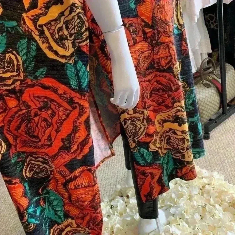 LuLaRoe Multicolor Floral Print Knit Sleeveless Vest Kimono Duster S L.  #256 - Image 5