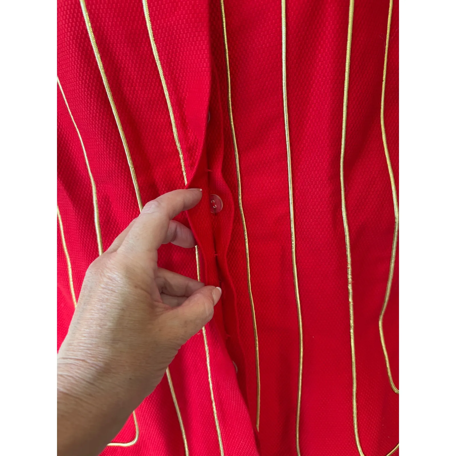 VTG Richard Warren‎ Red Gold Trim Short Sleeve Blazer Jacket 80's Retro Size 14 - Image 5