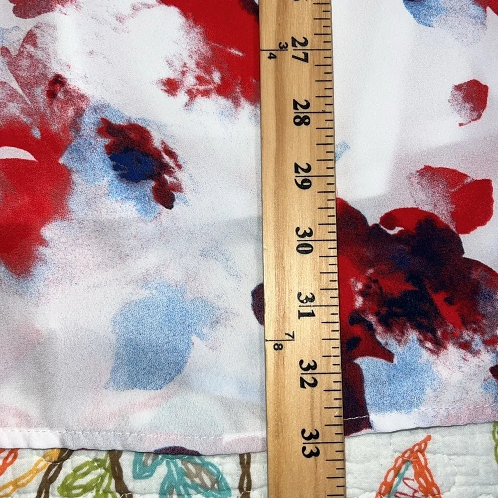 PEACH LOVE California medium dress spaghetti strap red white blue floral flaws - Image 3