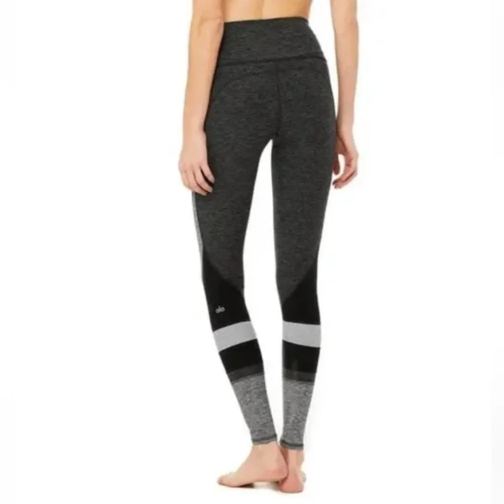 🌟ALO YOGA🌟 HIGH WAIST ALOSOFT MOMENTUM LEGGING BLACK / GREY SZ XS - Image 2