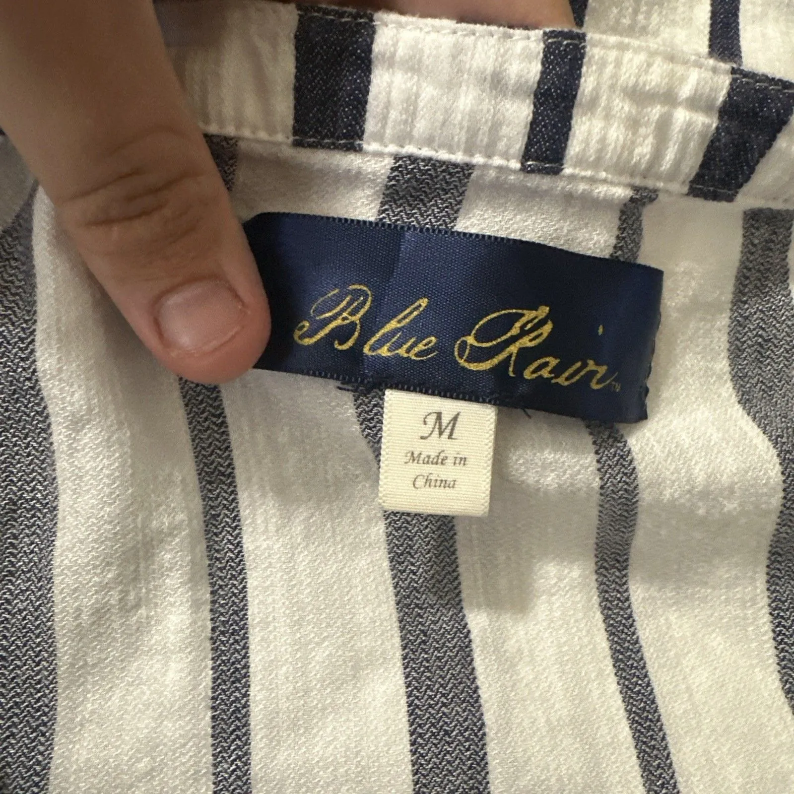 Blue Rain Womens Top Size Medium Navy and White Cold Shoulder Flowy Comfy Boho - Image 7