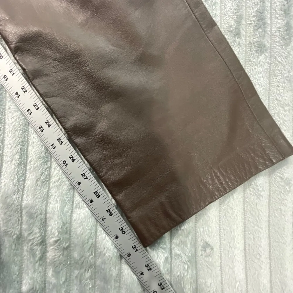 VTG Mixit Y2K Leather Pants Womens 8 High Rise‎ 28x31 Chocolate Brown Streetwear - Image 5