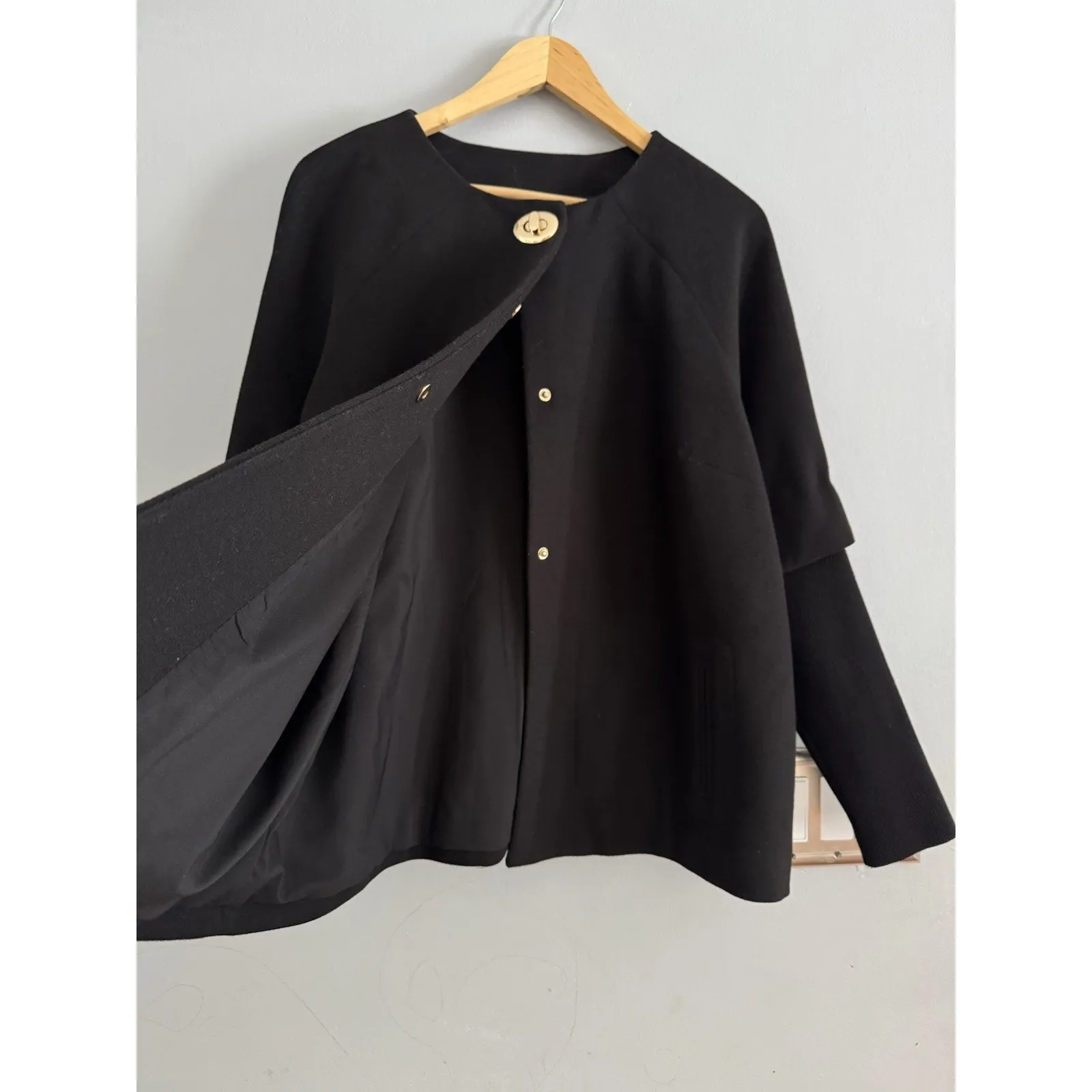 Chicos Black Double Layer Open Front Turnlock Jacket Size Large - Image 5