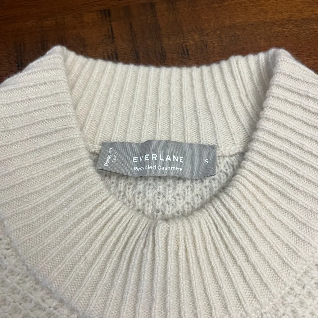Everlane Oversized Stroopwafel Crew ReCashmere Sweater Ivory Small - Image 2