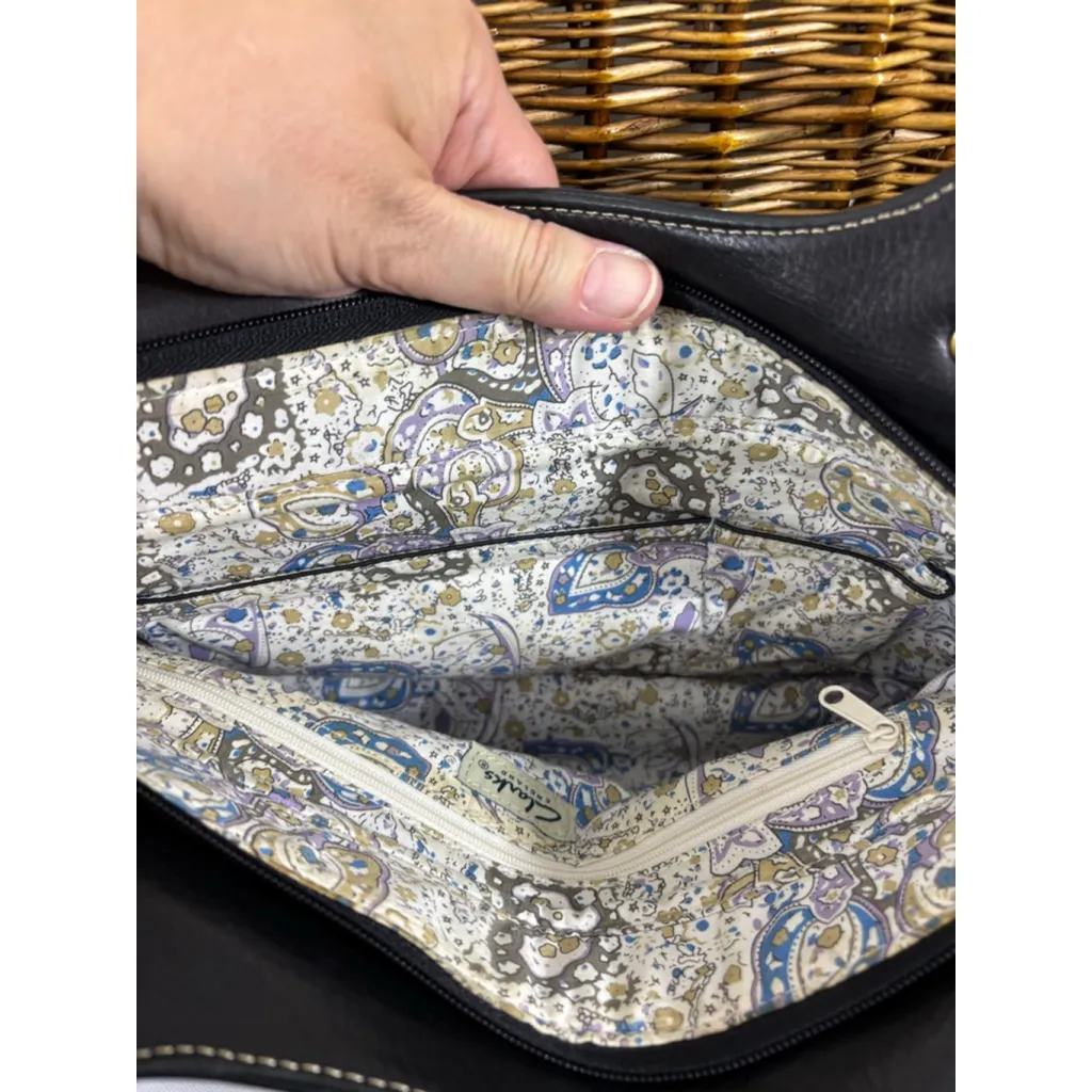 Women's Clarks Leather Shoulder Bag Black/Gold One Size - Image 13